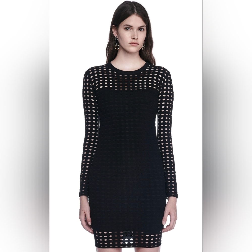 T by Alexander Wang Circular Hole Long Sleeve Dress